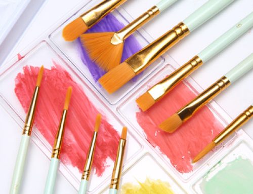 Set of 5 Artist Brushes with Synthetic Fur Wood Handle